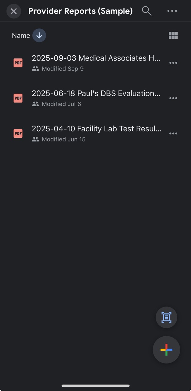 Files & Attachments Page (Provider Reports Drive Folder)